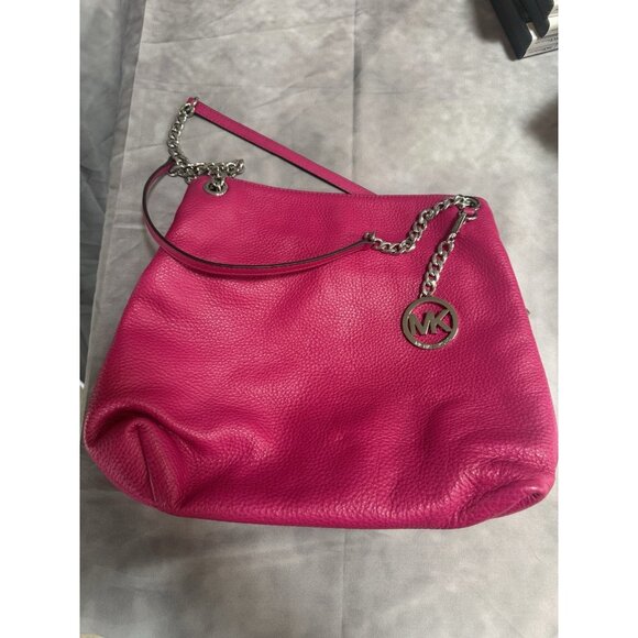 Michael Kors Jet Set Chain Crossbody Messenger Shoulder Bag Fuschia Hot Pink - Picture 1 of 6